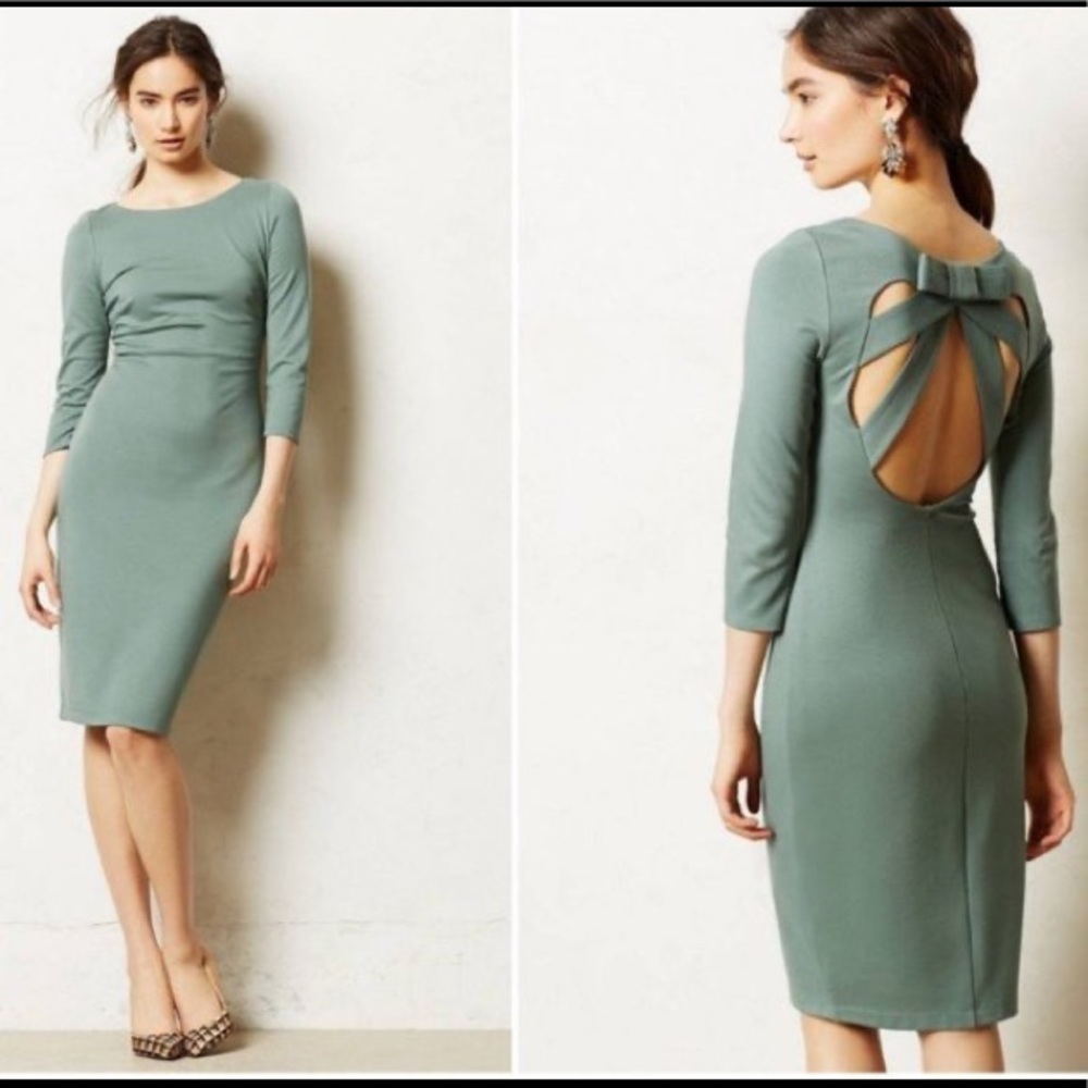 ANTHROPOLOGIE Bailey 44 Green Bow Dress